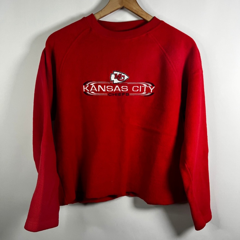Vintage NFL Sweatshirt Women Medium‎ Kansas City Chiefs Fleece Cropped Crewneck